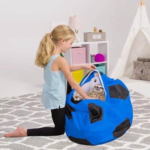 Miniatura 83 de Posh Stuffable - Sillón puff con almacenamiento para niños, contenedor de animales de peluche, organizador de juguetes de niños Lona rayas verde