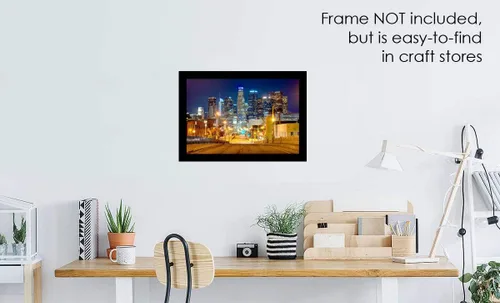 Miniatura 3 de Póster fotográfico de Los Ángeles Skyline Night sin marco, vista desde el este de Los Ángeles, 12 x 18 pulgadas, panorama fotográfico