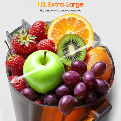 Miniatura 2 de Exprimidor de prensa en frío sin BPA, máquina exprimidora lenta fácil de limpiar, exprimidor de alimentación automática con canal de alimentación