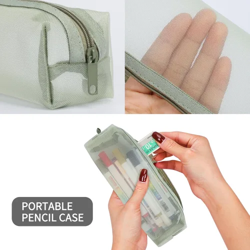 Miniatura 3 de Colorlife Bolsa de malla para bolígrafos, paquete de 3 bolsas de malla con cremallera, estuche organizador multifuncional para lápices, bolsa de 3