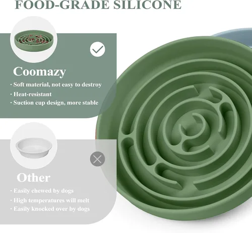 Miniatura 4 de Coomazy Cuencos de Alimentación Lenta para Perros, Cuenco de Silicona para Perros con Ventosas, Alimentador Lento y Diseño Antideslizante, Reductor