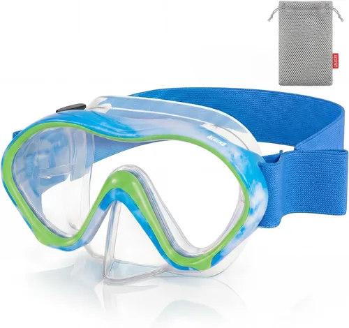 Miniatura 18 de Aegend Gafas de natación para niños con cubierta de nariz para niños de 3 a 15 años, correa de tela tejida, antivaho sin fugas