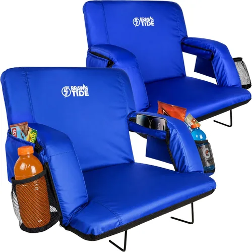 Miniatura 10 de BRAWNTIDE - Asiento para estadio con respaldo, cómodo cojín, acolchado grueso, 2 ganchos para gradas, 4 bolsillos, silla de estadio ideal