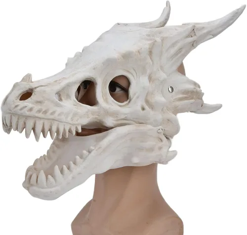 Shanrya Máscara de dinosaurio, diseño realista, cubierta de dinosaurio de látex con mandíbula de apertura, disfraz de dinosaurio para fiestas de