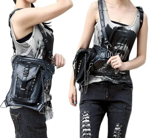 Miniatura 3 de Rebajas Cyber Monday Ofertas Venta Steampunk Riñonera Bolso para cintura Moda Gótico Hombro Bandolera Bandolera Muslo Pierna Capucha Bolsa de Viaje