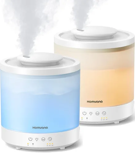 Homvana Humidificadores pequeños para recámara - 2 paquetes de 1.5L Humidificador de niebla fría con relleno superior para guardería de bebé,