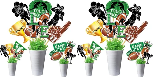 Miniatura 9 de 24 piezas de centros de mesa de fútbol para fiesta de fútbol, decoración de mesa de rugby para el día del juego, fútbol, touchdown, fiesta, tema