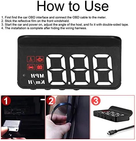 Miniatura 5 de Coche, HUD Proyector Multifunción Medidor de Alarma de Alarma de Fatiga Conducción Recordatorio