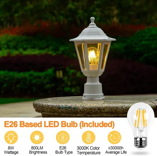 Miniatura 6 de FUDESY Luz de poste para exteriores, lámpara blanca para exteriores con base de montaje en muelle, lámpara de poste impermeable con enchufe E26