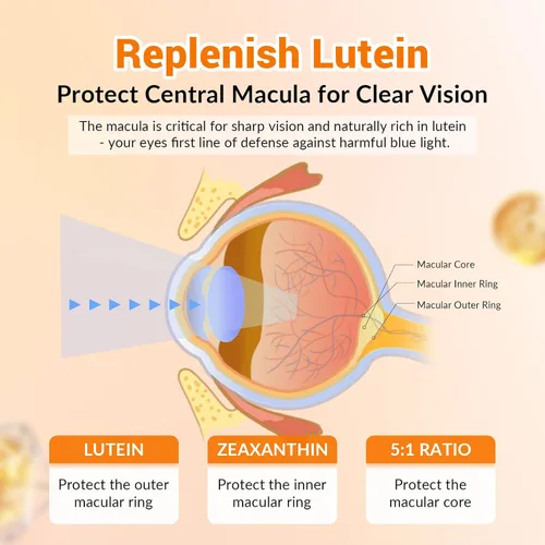 Miniatura 6 de JulyDeer 2 paquetes de gomitas de luteína y zeaxantina que apoyan la salud ocular, 9 en 1 con 8 mg de luteína y 1.6 mg de zeaxantina, soporte