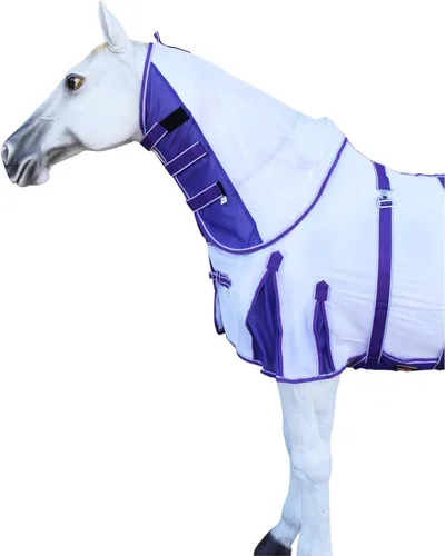 Miniatura 2 de Challenger Caballo Scrim Verano Primavera Flujo de aire Malla Mosca Hoja Cuello Blanco Púrpura 73154