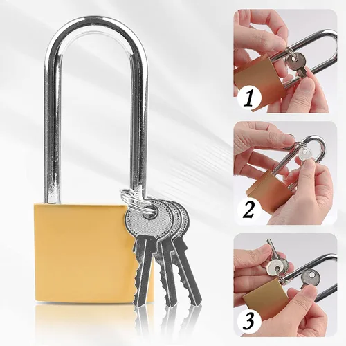Miniatura 3 de Candados con llave, longitud de grillete 2.63 pulgadas, candados de grillete largo con llaves, candados para armario de gimnasio, candado de alta