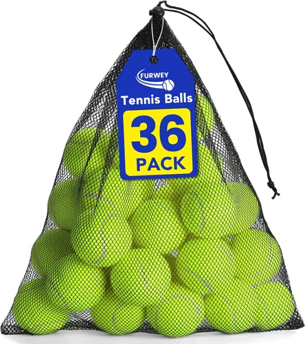 FURWEY - Pelotas de tenis, paquete de 24/36/80 pelotas de tenis a granel, pelotas de tenis sin presión, vienen con bolsa de malla para un fácil