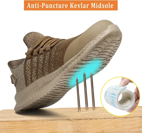 Miniatura 3 de Zapatos de punta de acero para hombres y mujeres, cómodos, ligeros, zapatos de seguridad para el trabajo, a prueba de pinchazos, antideslizantes