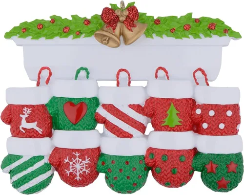 MAXORA Adorno personalizado para árbol de Navidad de familia de 10 manoplas 2023, tradición familiar, recuerdo de Navidad, colección de regalo para