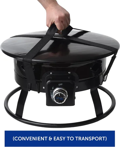 Miniatura 3 de Flame King Fogata de propano sin humo, cuenco de fuego portátil de 19 pulgadas, 58 K BTU con autoencendedor, cubierta y correas de transporte