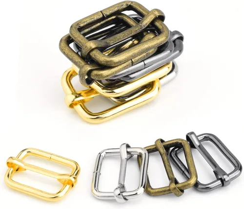 Miniatura 39 de CooBigo Paquete de 25 hebillas deslizantes ajustables de metal de 1 pulgada, ajustador rectangular Tri-Glide, deslizador de correa de tirantes