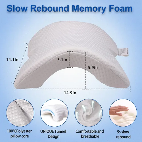 Miniatura 2 de ALEVMOOM Almohada de brazo para dormir para pareja, espuma viscoelástica, para viajes, en forma de arco, almohada en forma de U, que proporciona