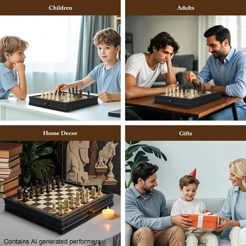 Miniatura 7 de BIVOMON Juego de ajedrez de madera de 12.5 pulgadas, piezas de ajedrez magnéticas con 2 cajones de almacenamiento integrados - juego de tablero