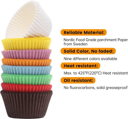 Miniatura 3 de Bake Choice 200 forros estándar para cupcakes arcoíris para hornear, envoltorios de cupcakes de grado alimenticio, forros de muffins de pergamino a