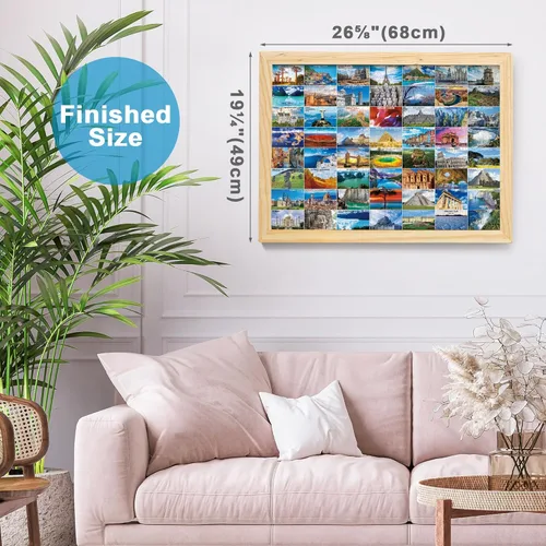 Miniatura 7 de Rompecabezas BenBen para Adultos 1000 Piezas, 56 Famosos Monumentos Escénicos del Mundo, Rompecabezas Desafiante de Paisaje de Póster de Viaje