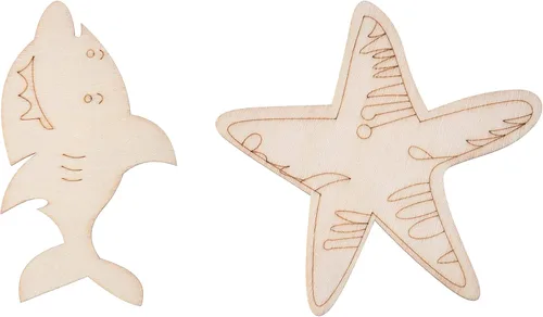 Miniatura 4 de 48 recortes de madera sin terminar de animales del océano para niños, pintura de madera a granel para que los niños pinten, recortes de vida animal