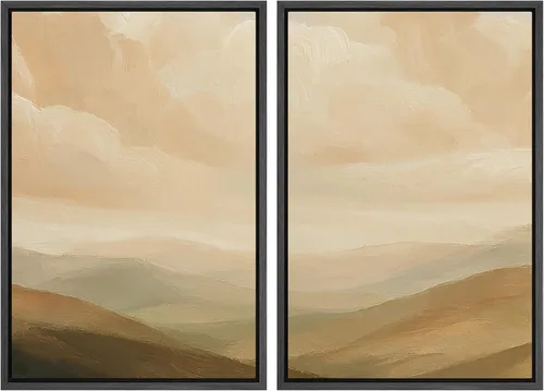 Miniatura 106 de SIGNWIN Lienzo enmarcado para pared, juego de arte sereno de paisaje de pantanos, ilustración rústica, arte moderno, minimalismo, decorativo