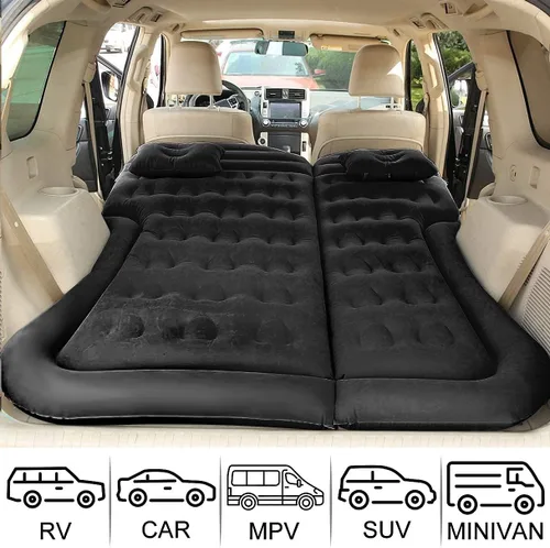 Miniatura 3 de SAYGOGO Colchón de aire para SUV, cojín de cama de campamento, almohada inflable engrosada para cama de aire con bomba de aire eléctrica, Negro
