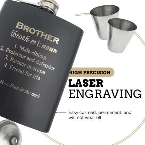Miniatura 3 de Best Brother Ever - Divertido juego de regalo de 7 onzas para hombres, regalo de cumpleaños de acero inoxidable para hermano de hermana, Rakhi