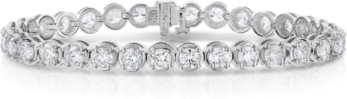 Vir Jewels Pulsera de tenis con diamantes de 7 quilates de oro blanco de 14 quilates, juego de puntas redondas clásicas de 7 pulgadas, Oro blanco