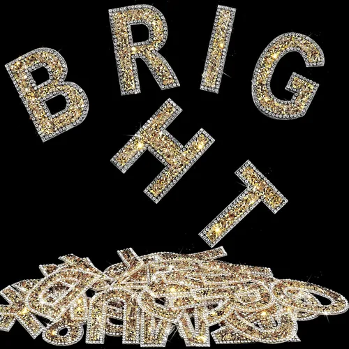 Miniatura 9 de WILLBOND - 37 piezas de calcomanías de letras con strass grandes, alfabeto de purpurina, número de cristal, calcomanías brillantes autoadhesivas