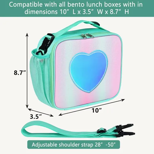 Miniatura 3 de Lonchera para niños y niñas, bolsa de mano aislada con diseño de arco iris, a prueba de fugas, térmica, reutilizable, para la escuela, la oficina