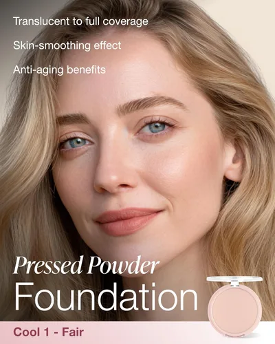 Miniatura 2 de Mineral Fusion Base de maquillaje en polvo prensado, polvo facial con acabado mate para piel clara con subtonos rosa/rojo, maquillaje natural Fresco
