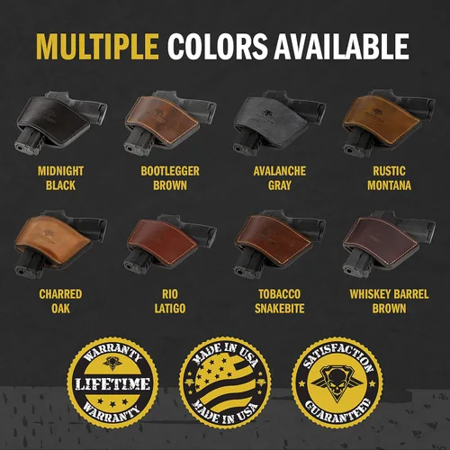 Miniatura 5 de Funda universal Dual Threat IWB/OWB para cinturón, fabricada en Estados Unidos, funda ambidiestra de cuero de grano completo, transporte abierto