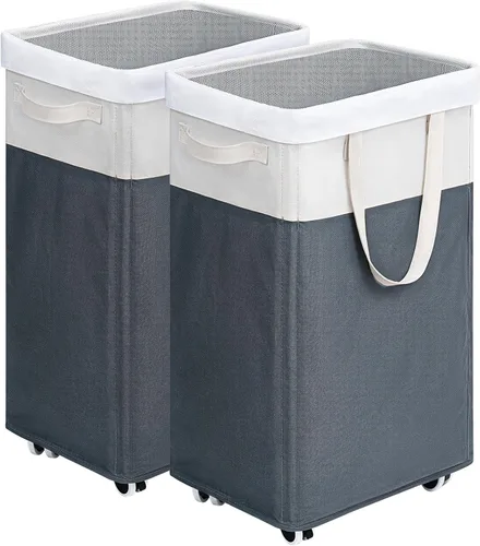 Miniatura 22 de Goodpick - Cesta de lavandería con ruedas, 75L, esenciales para dormitorio de universidad, cesta de ropa con bolsa de lavado extraíble para blanco