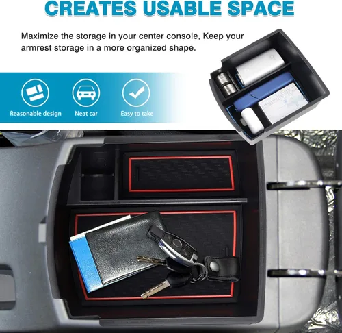 Miniatura 4 de Autorder Organizador de consola central para Hyundai Kona 2018-2021 2022 2023, caja de almacenamiento de reposabrazos, accesorio con bandeja
