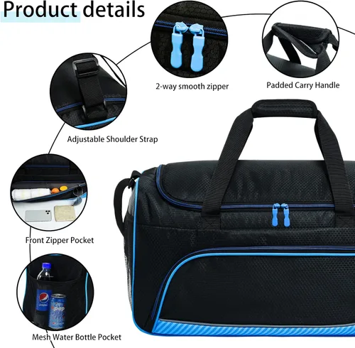 Miniatura 5 de Uarition Bolsa de gimnasio para hombre, 21 pulgadas, grande, para viajes y deportes, AzulNegro, Bolsa de gimnasio para hombre
