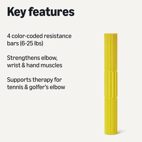 Miniatura 2 de Amazon Basics Juego de 4 barras de resistencia flexibles, barras de ejercicio para fortalecer la muñeca y el antebrazo para entrenamiento