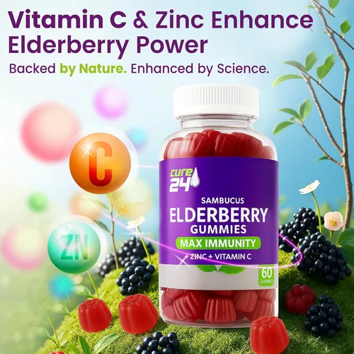 Miniatura 5 de Sambucus - Gomitas de saúco + vitamina C + zinc para niños y adultos, apoyo inmunológico X3, sabores naturales + ingredientes, veganas, sin OMG