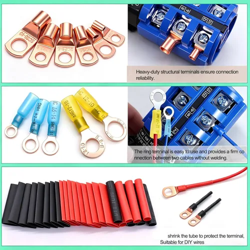 Miniatura 4 de Twidec /130 terminales de cable de cobre AWG 2 4 6 8 10 12 14 16 terminales de cable de batería, conectores de terminales de anillo, terminales