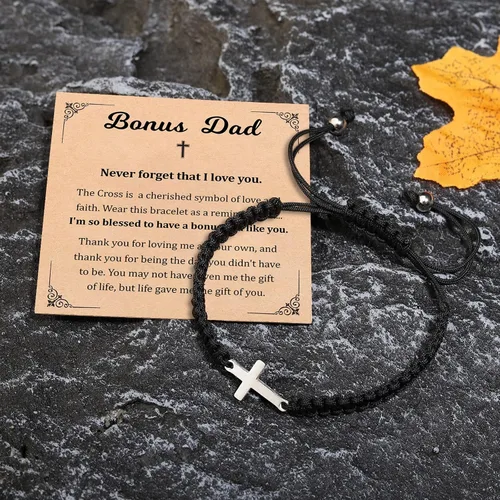 Miniatura 3 de Korotho Pulsera de cruz para hombre, regalo para papá, papá, tío, hijo, sobrino, nieto, día del padre, cumpleaños, Navidad, primera comunión