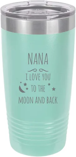 Miniatura 4 de Nana - I love you to the Moon and Back - Vaso aislado de acero inoxidable con grabado, taza de viaje para café, de 20 onzas, color negro
