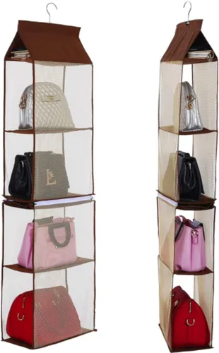 Miniatura 8 de Bolsa desmontable de 4 compartimentos para colgar bolsos, bolsa transparente para almacenamiento, armario, sistema de organización de ahorro