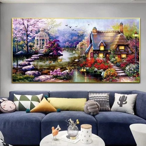 Miniatura 26 de Twinkel Pinkel Kits de pintura de diamantes 5D grandes para adultos, paisaje, cabaña, taladro completo, pintura de diamante, arte de bordado