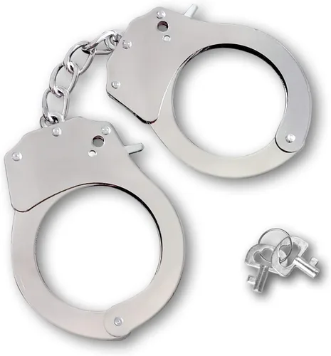HOHAJIU Esposas de juguete de metal con llaves, esposas de juguete de metal para niños (plata)