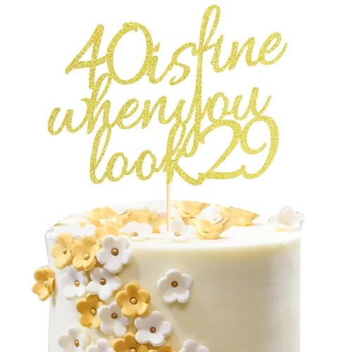 Miniatura 8 de Arthsdite 40 Is Fine When You Look 29 – Decoración para pastel de cumpleaños – 40 cumpleaños para mujeres, jefas, esposa, compañeros de trabajo