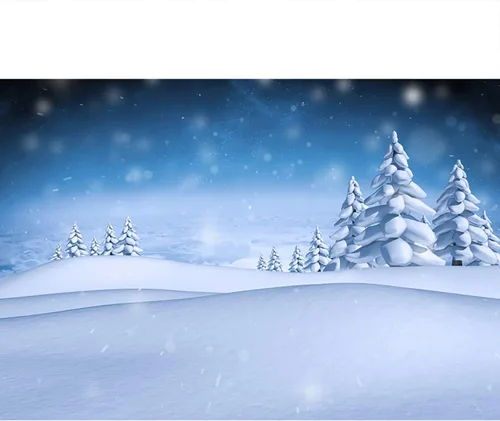 Miniatura 4 de Renaiss Telón de fondo de fotografía de paisaje de campo de nieve de invierno de 5 x 3 pies, fondo de nieve azul con copo de nieve borroso, escena