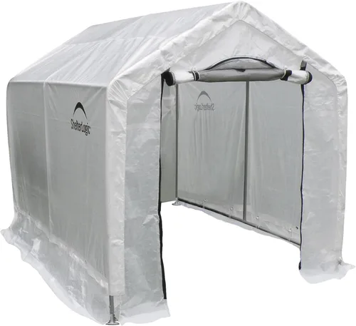ShelterLogic Invernadero GrowIT de 6' x 8' x 6.5' Estilo Techo a Dos Aguas Casa de Cultivo para Patio Trasero con Estantería Integrada, 6' x 8' x