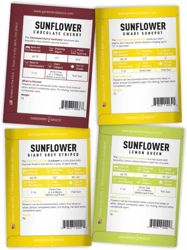 Miniatura 5 de Gardeners Basics Semillas de girasol para plantar flores, terciopelo Queen, rascacielos, reina limón, gigante, belleza otoñal, cereza de chocolate