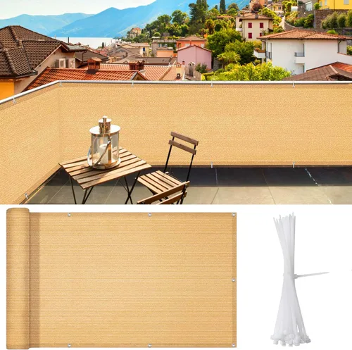 Miniatura 7 de iCover 3x10 pies de valla de pantalla de privacidad para balcón, cubierta de valla de barandilla resistente a los rayos UV para porche, terraza, Gris